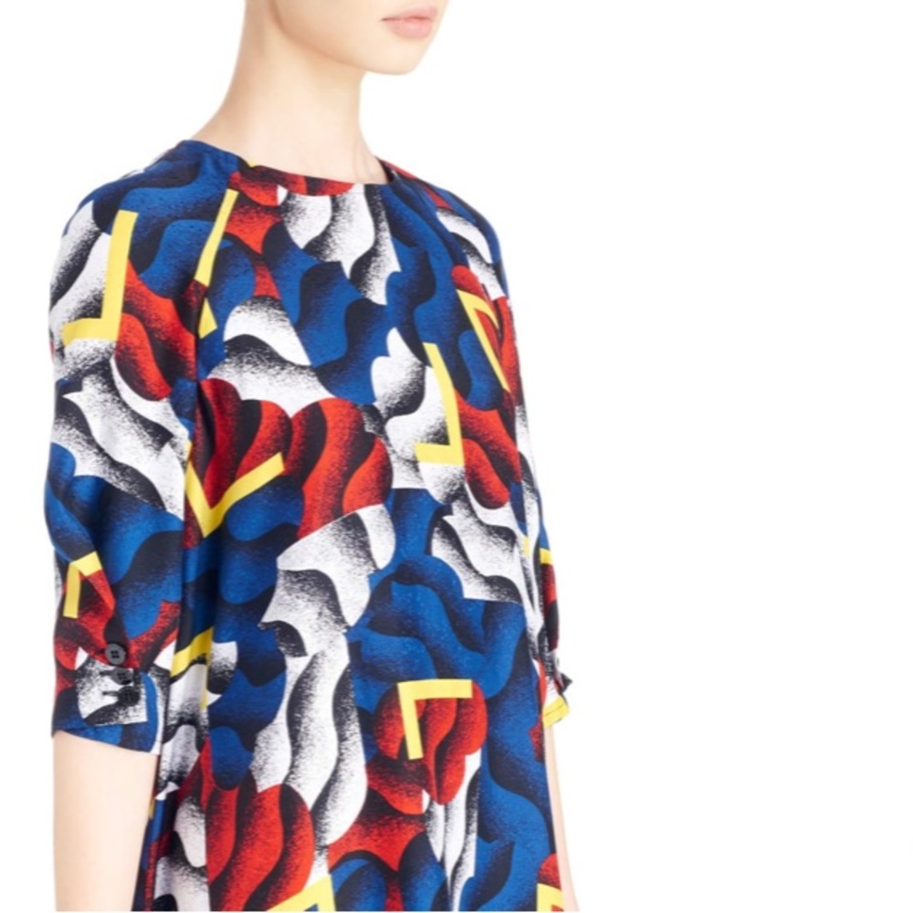 Kenzo Clouds and Corners Silk abstract dress